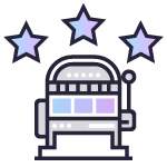 An image depicting 3 stars above a slot machine to portray slots ranking