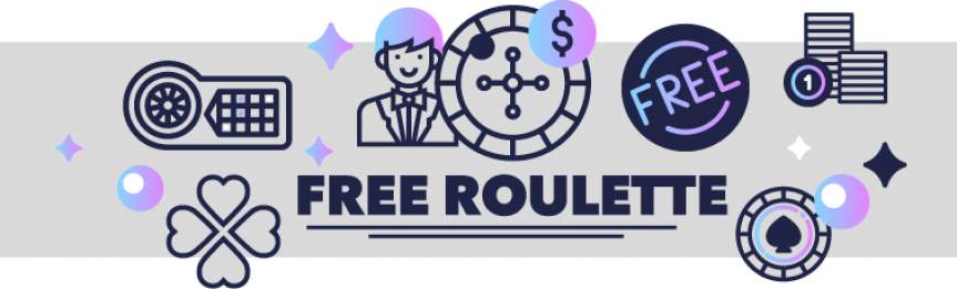 An image which features a roulette wheel and table, a  smiling croupier, roulette chips and the text Free Roulette